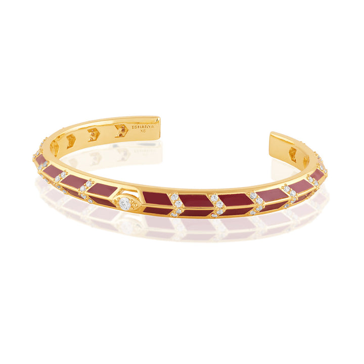 Alora Red Enamel Cuff In 18Kt Gold Plated