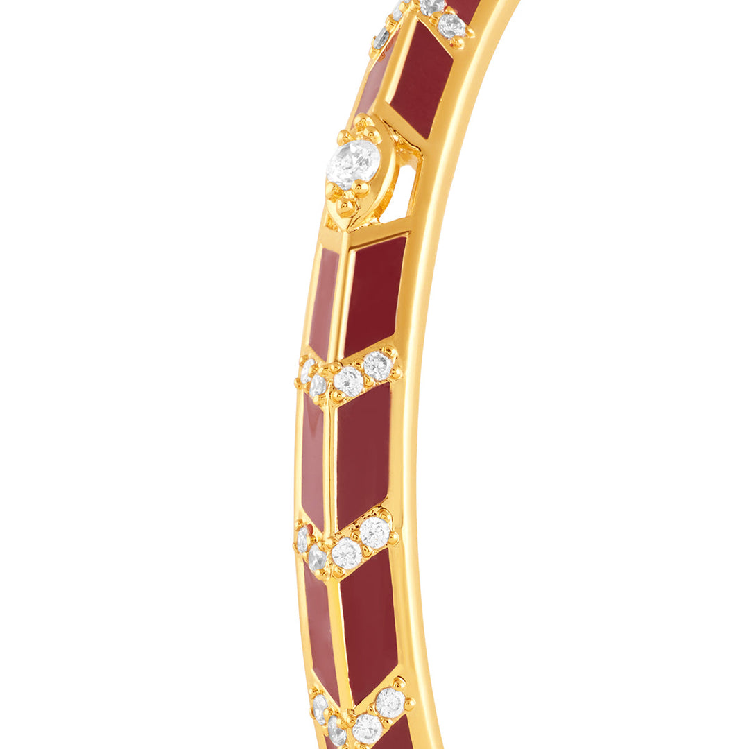 Alora Red Enamel Cuff In 18Kt Gold Plated