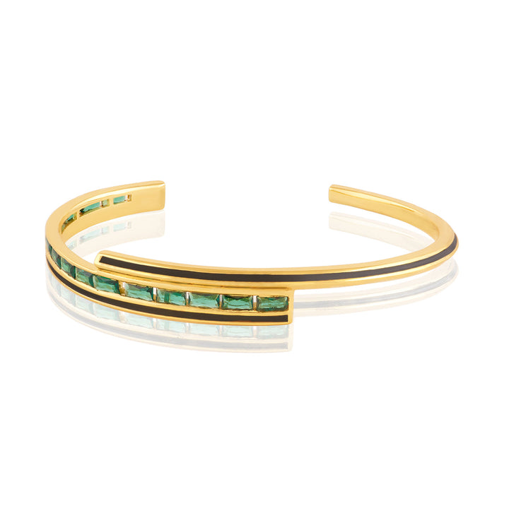 Dreama Green Cuff Bracelet In 18Kt Gold Plated