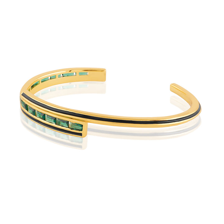 Dreama Green Cuff Bracelet In 18Kt Gold Plated