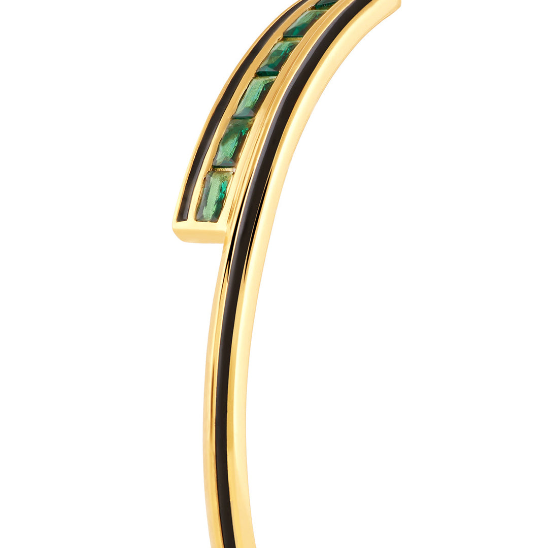 Dreama Green Cuff Bracelet In 18Kt Gold Plated