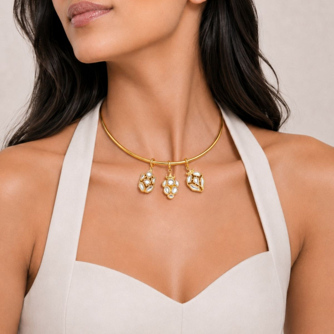 Grape Pearl Versatile Mirror Charm Necklace