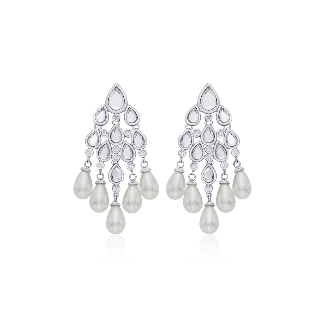 White Chandelier Earring for Women by Isharya | Modern Indian Jewellery