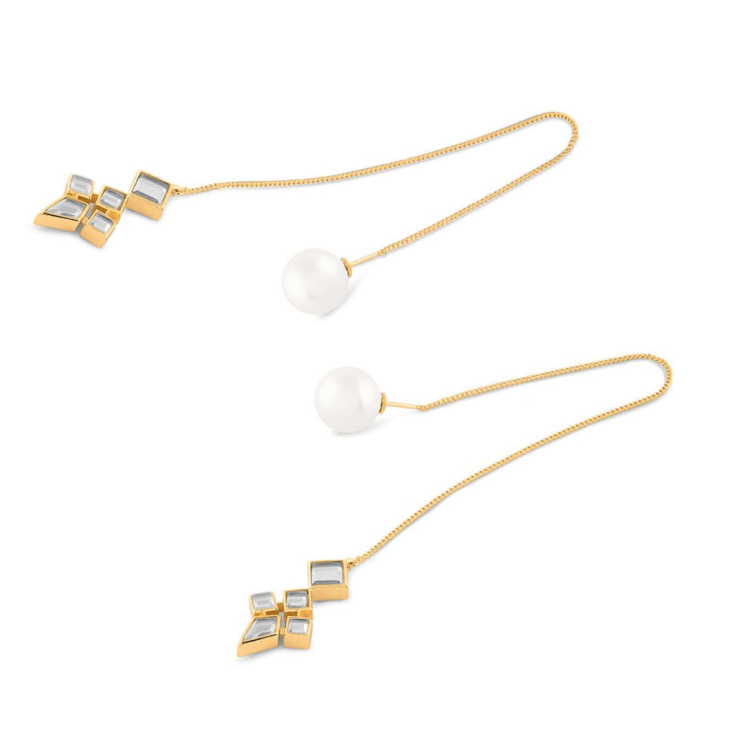 Yellow Needle Thread Earring for Women by Isharya | Modern Indian Jewellery