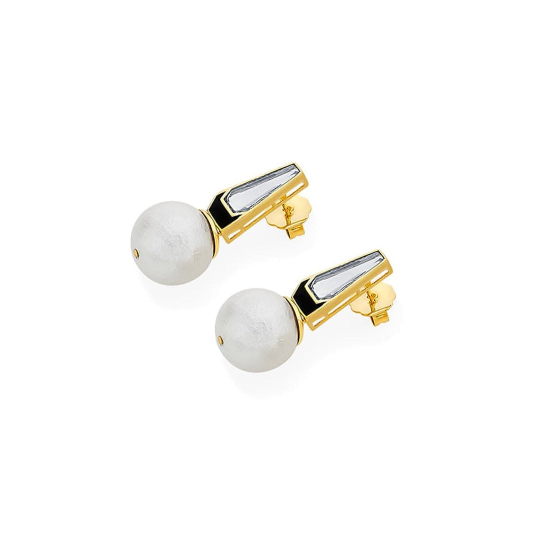 Ayaana Mirror and Pearl Libra Earring for Women by Isharya | Modern Indian Jewellery