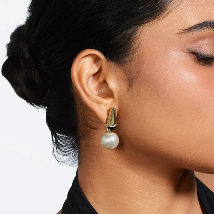 Ayaana Mirror and Pearl Libra Earring for Women by Isharya | Modern Indian Jewellery