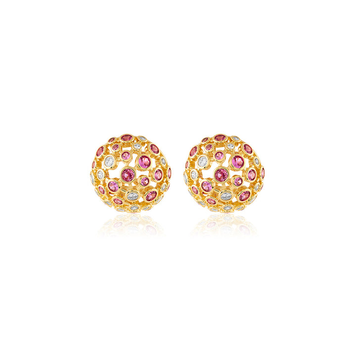 Crystal Ball Red Party Studs