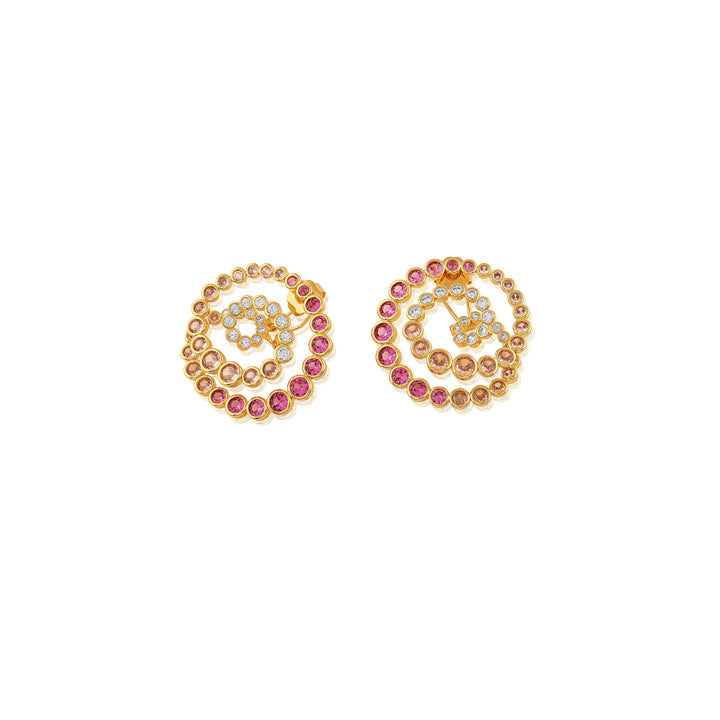 Red Galaxy Spiral Statement Earrings