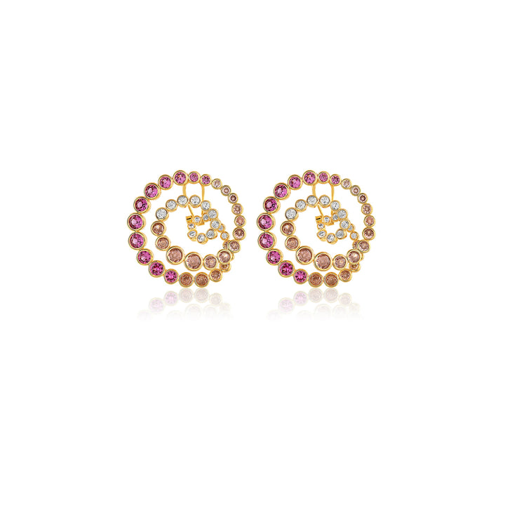 Red Galaxy Spiral Statement Earrings