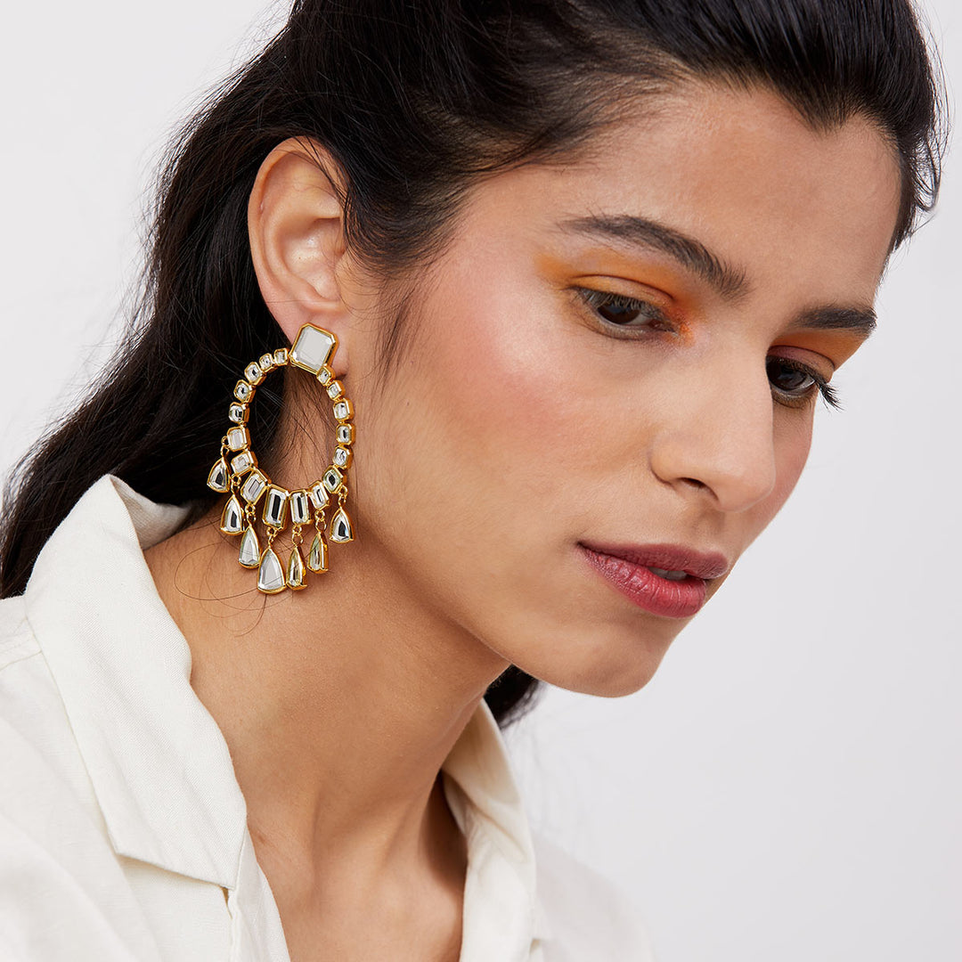 White Drop Earring for Women by Isharya | Modern Indian Jewellery