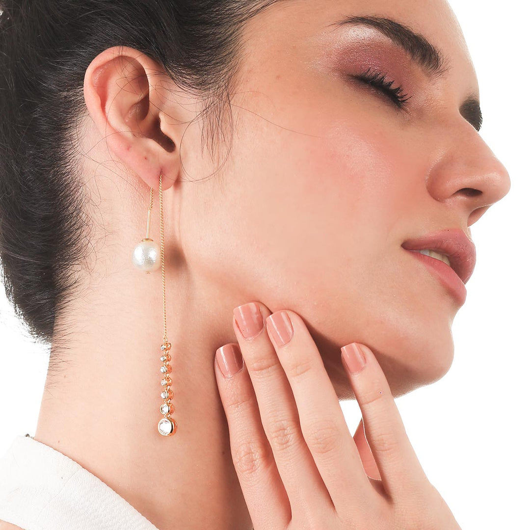 White Long Earring for Women by Isharya | Modern Indian Jewellery