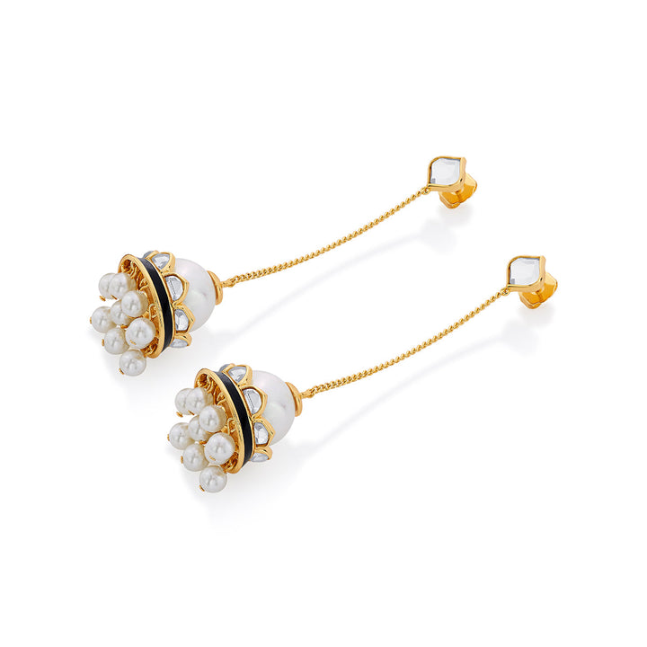 Amina Pearl Mirror Jhumka Earrings for Women by Isharya | Modern Indian Jewellery