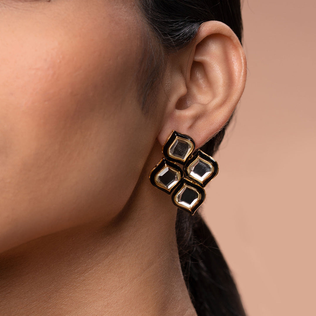 White Stud Earring for Women by Isharya | Modern Indian Jewellery