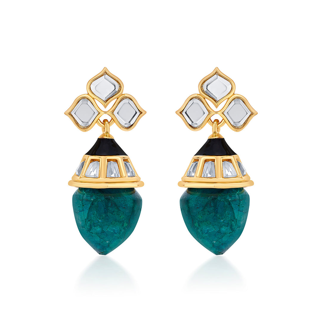 Green Stud Earring for Women by Isharya | Modern Indian Jewellery