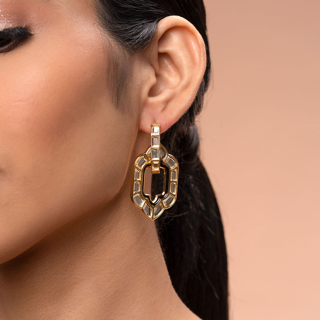 White Hoop Earring for Women by Isharya | Modern Indian Jewellery