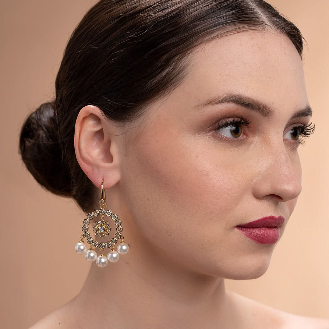 White Chandelier Earring for Women by Isharya | Modern Indian Jewellery