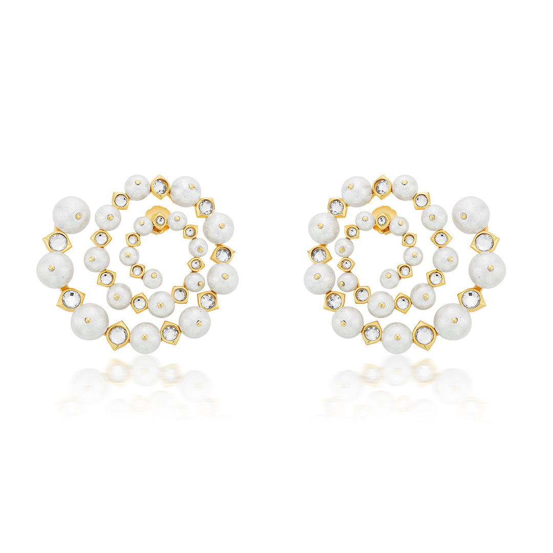 Amara Pearl Swirl Earrings for Women by Isharya | Modern Indian Jewellery