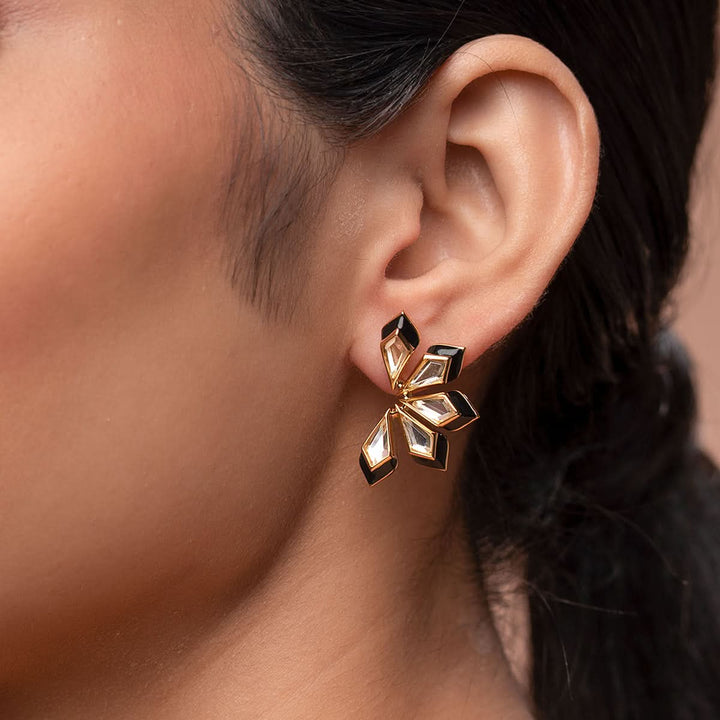 Amina Mirror Flower Earrings for Women by Isharya | Modern Indian Jewellery