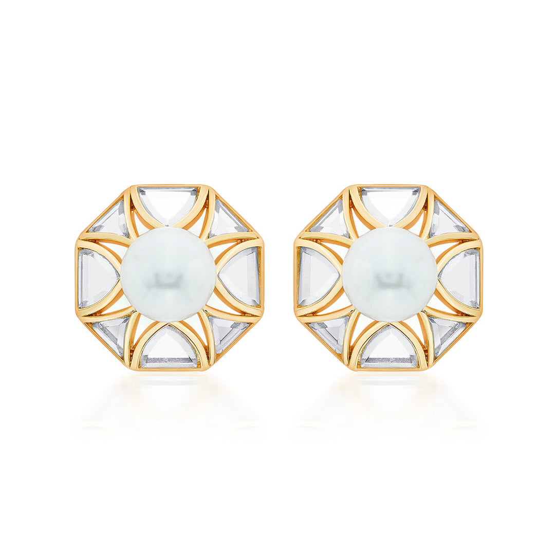 White Stud Earring for Women by Isharya | Modern Indian Jewellery