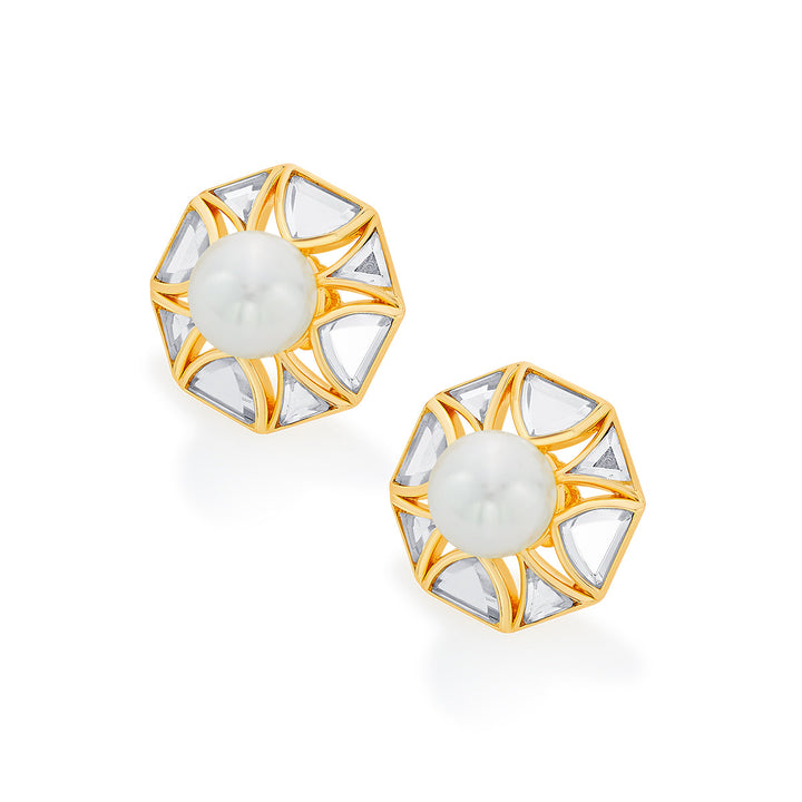 White Stud Earring for Women by Isharya | Modern Indian Jewellery