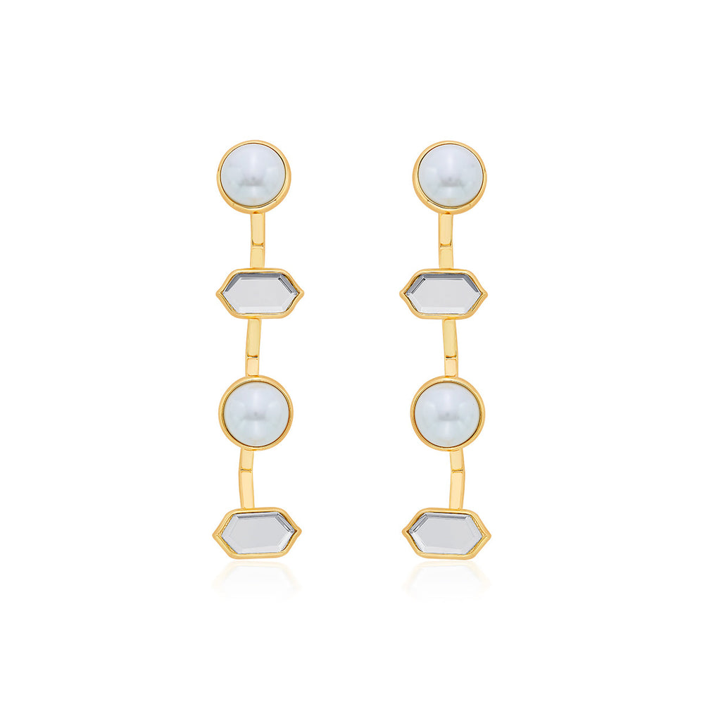 White Needle Thread Earring for Women by Isharya | Modern Indian Jewellery