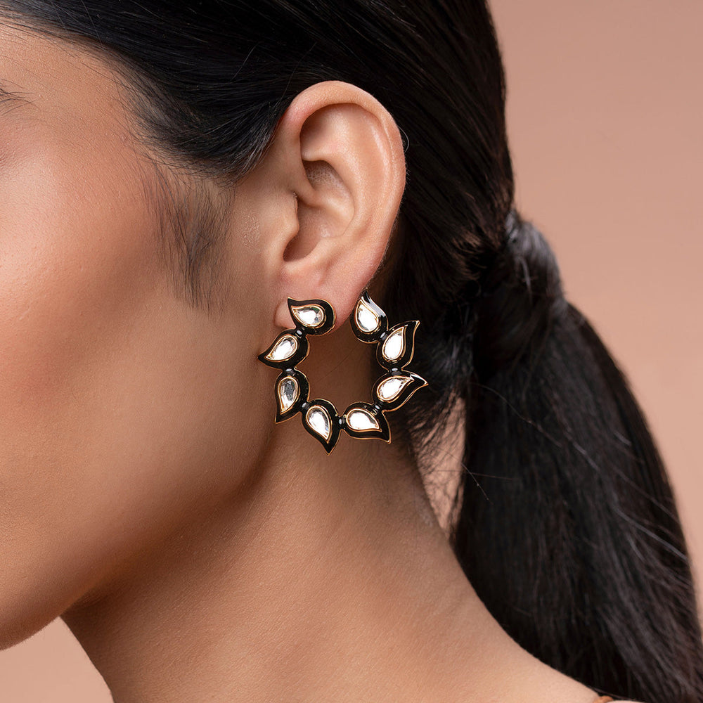 Black Hoop Earring for Women by Isharya | Modern Indian Jewellery