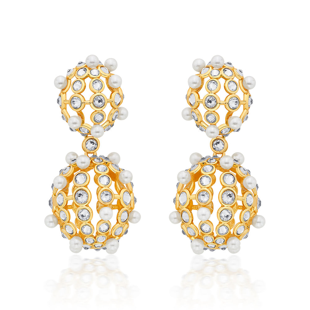 Amara Double Lattice Earrings for Women by Isharya | Modern Indian Jewellery