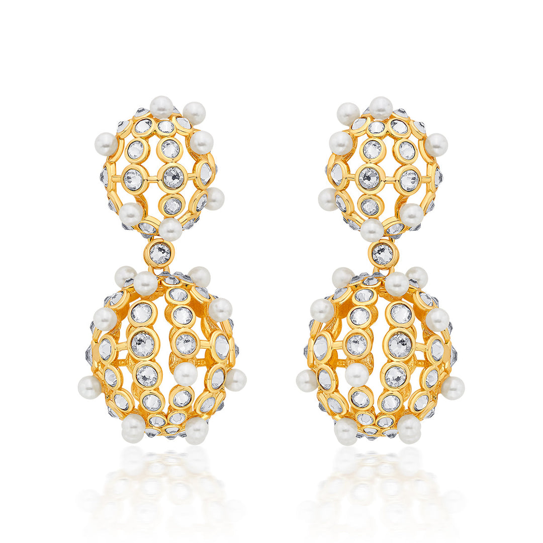 Amara Double Lattice Earrings for Women by Isharya | Modern Indian Jewellery