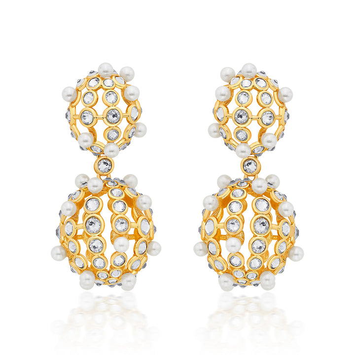 Amara Double Lattice Earrings for Women by Isharya | Modern Indian Jewellery