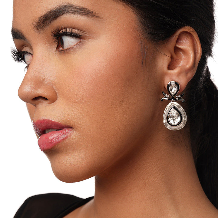 White Drop Earring for Women by Isharya | Modern Indian Jewellery