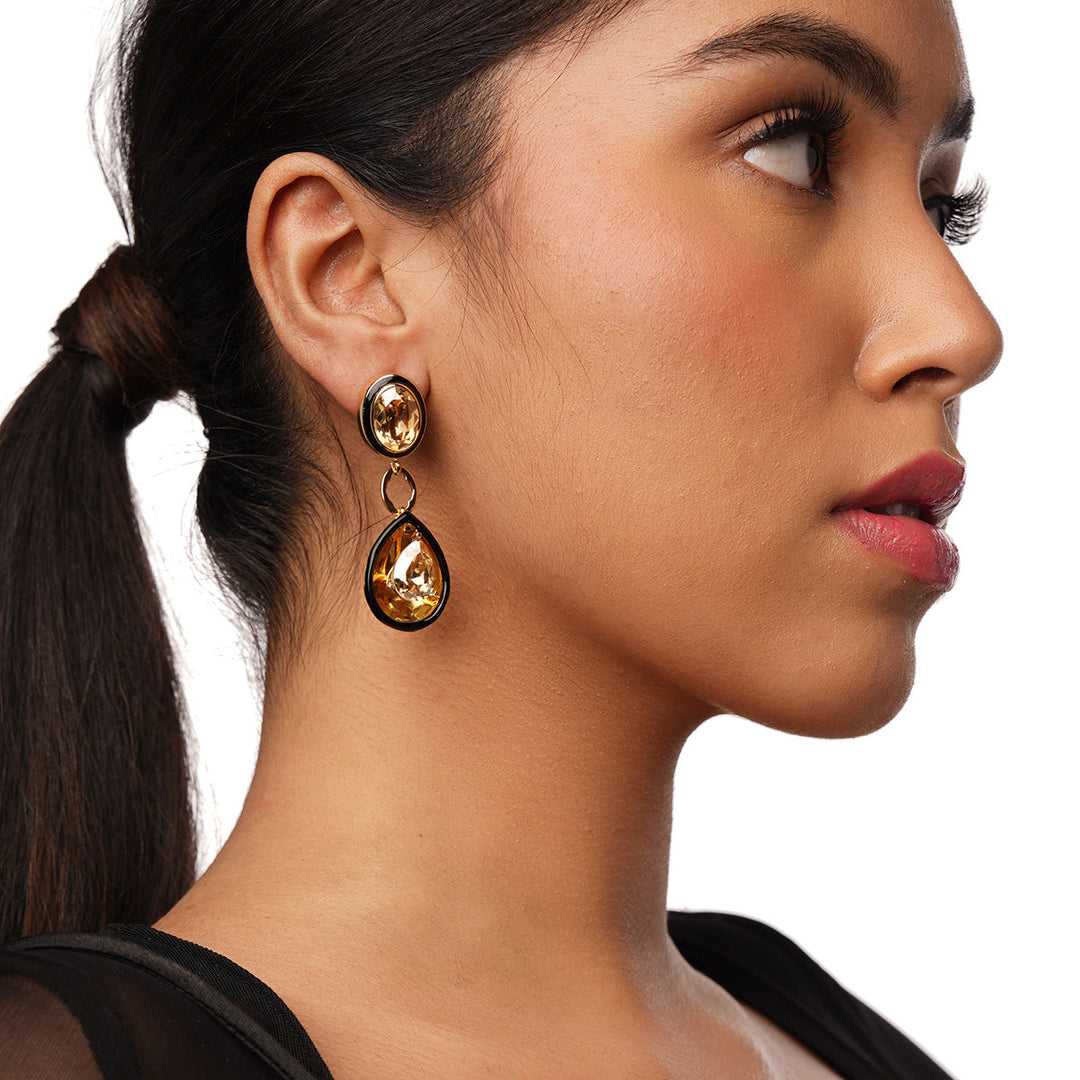 Gold Long Earring for Women by Isharya | Modern Indian Jewellery