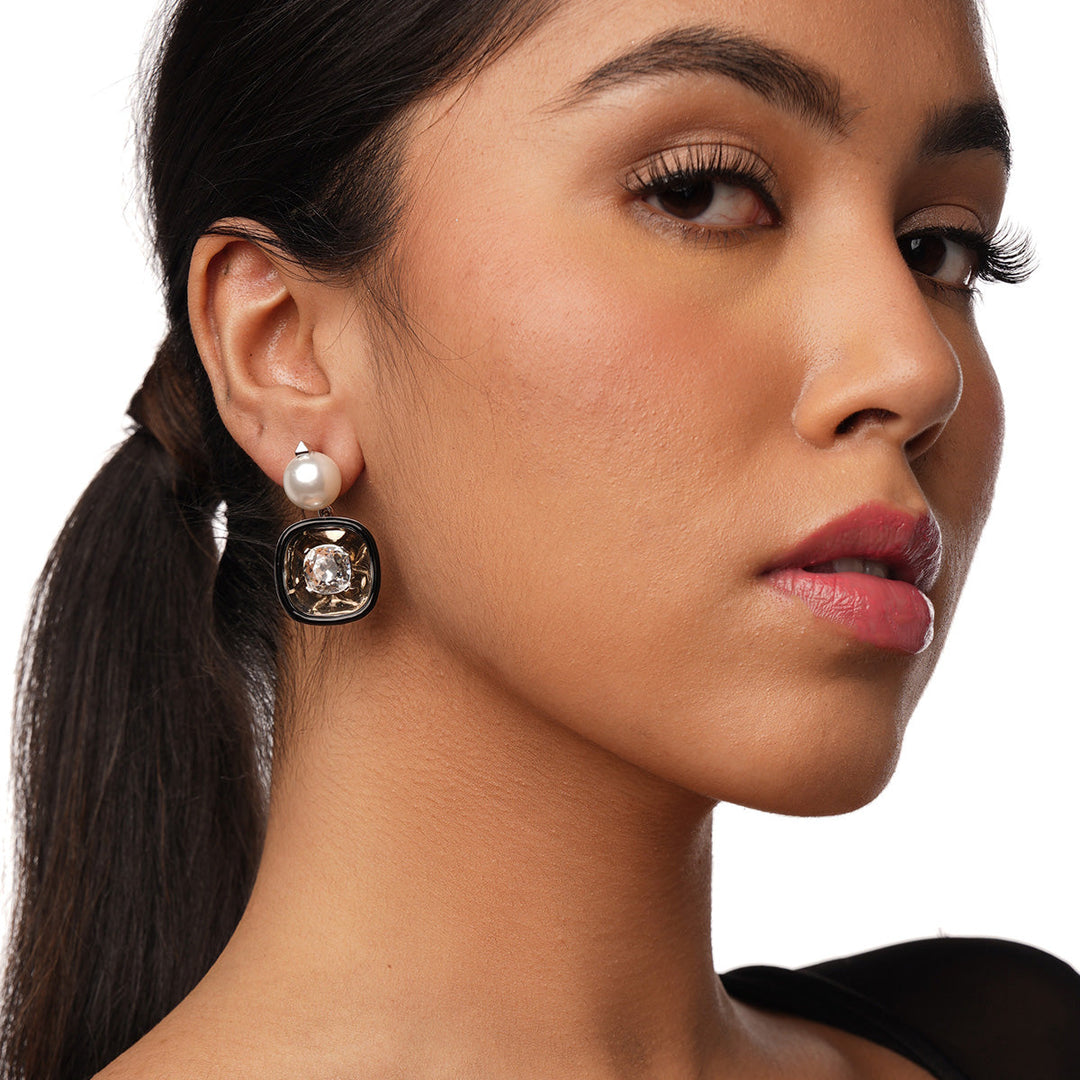 White Drop Earring for Women by Isharya | Modern Indian Jewellery