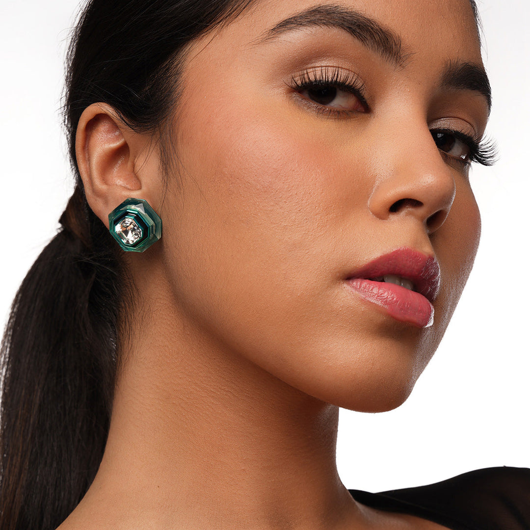 Green Stud Earring for Women by Isharya | Modern Indian Jewellery