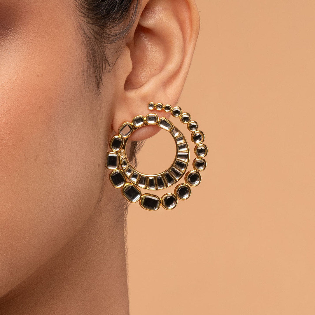 White Stud Earring for Women by Isharya | Modern Indian Jewellery