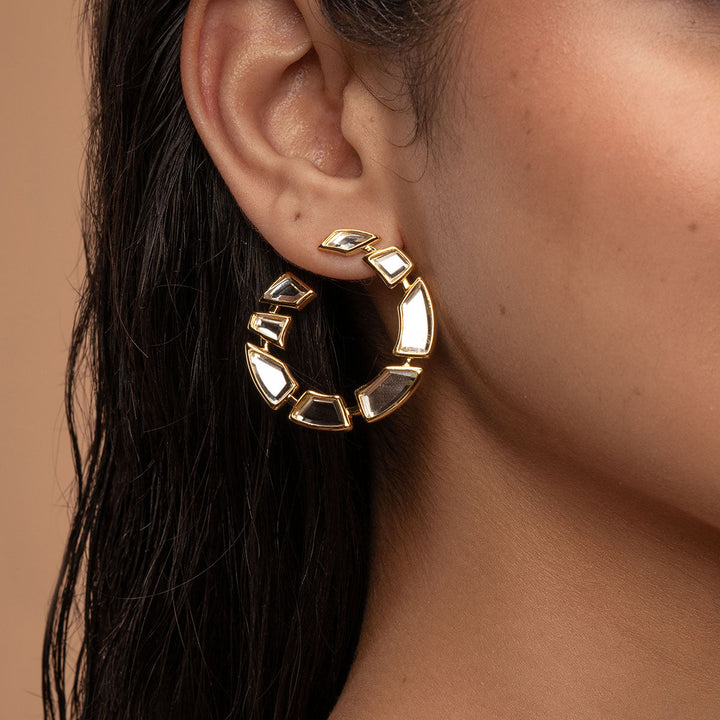 White Hoop Earring for Women by Isharya | Modern Indian Jewellery