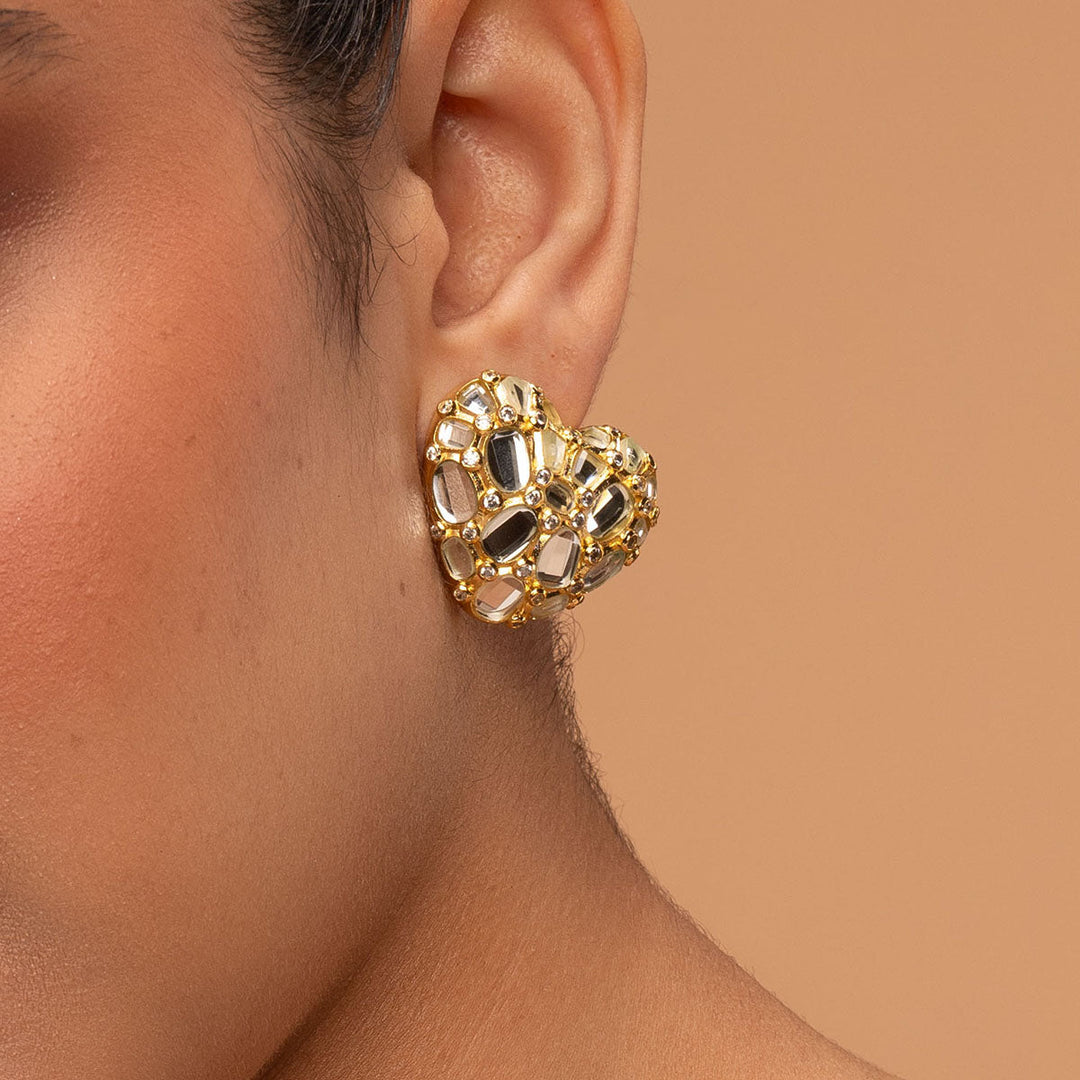 White Stud Earring for Women by Isharya | Modern Indian Jewellery