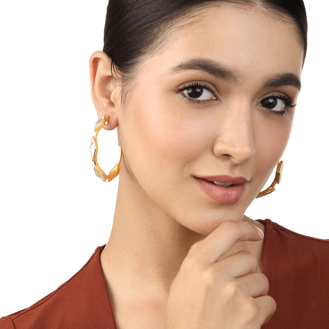 Yellow Hoop Earring for Women by Isharya | Modern Indian Jewellery