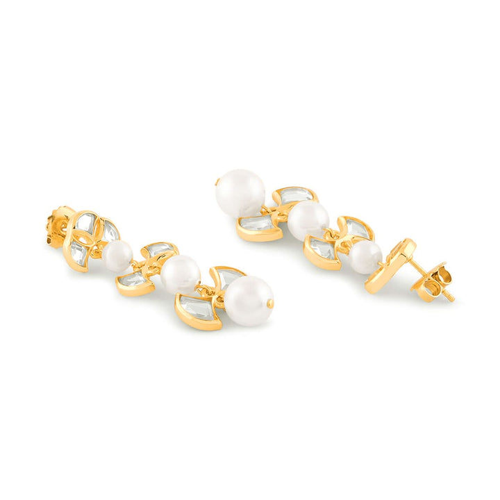 Essential Mirror Pearl Earrings for Women by Isharya | Modern Indian Jewellery