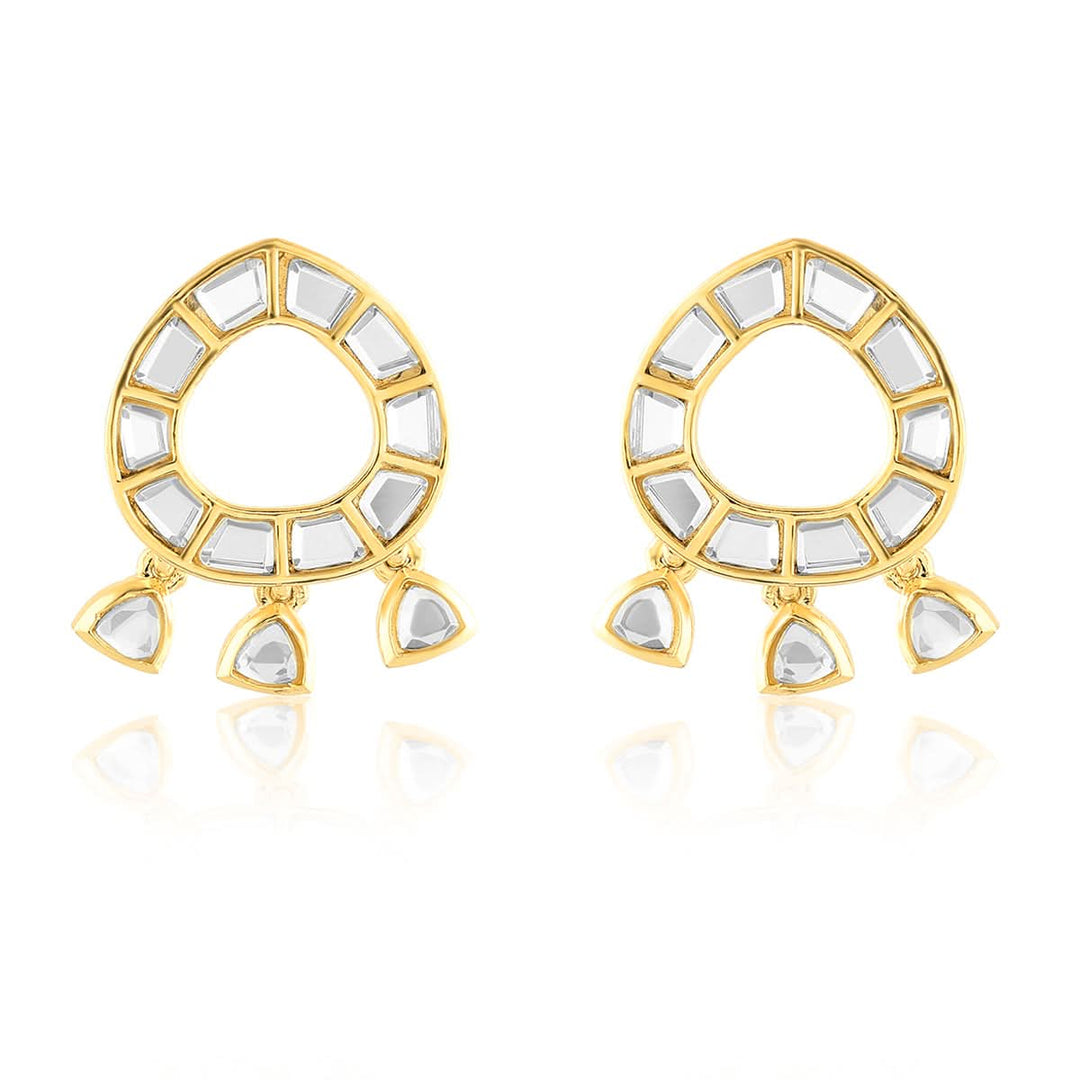 Lumen Chandbali Mirror Earrings for Women by Isharya | Modern Indian Jewellery