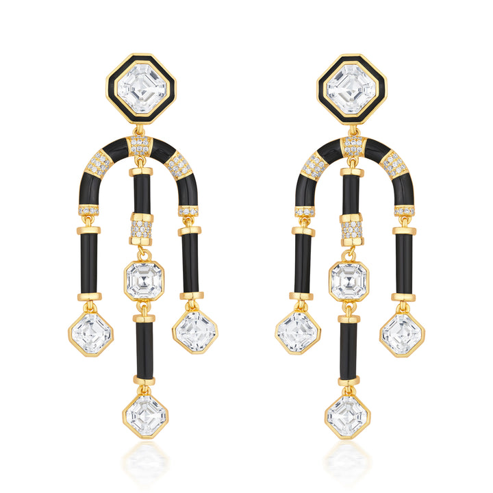 Gold Moss Chandelier Crystal Earrings