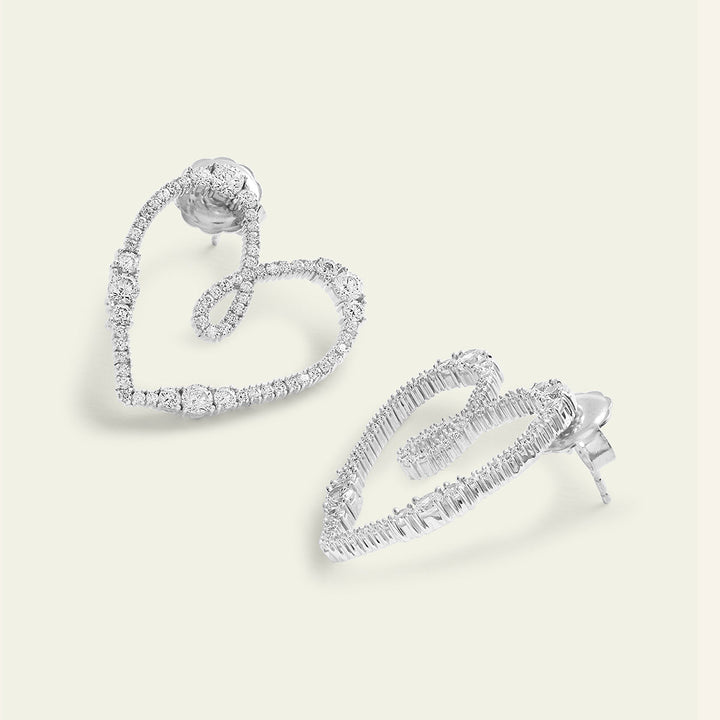 Silver Heart Studs 