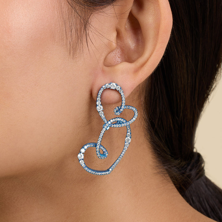 Blue Double Heart Earrings