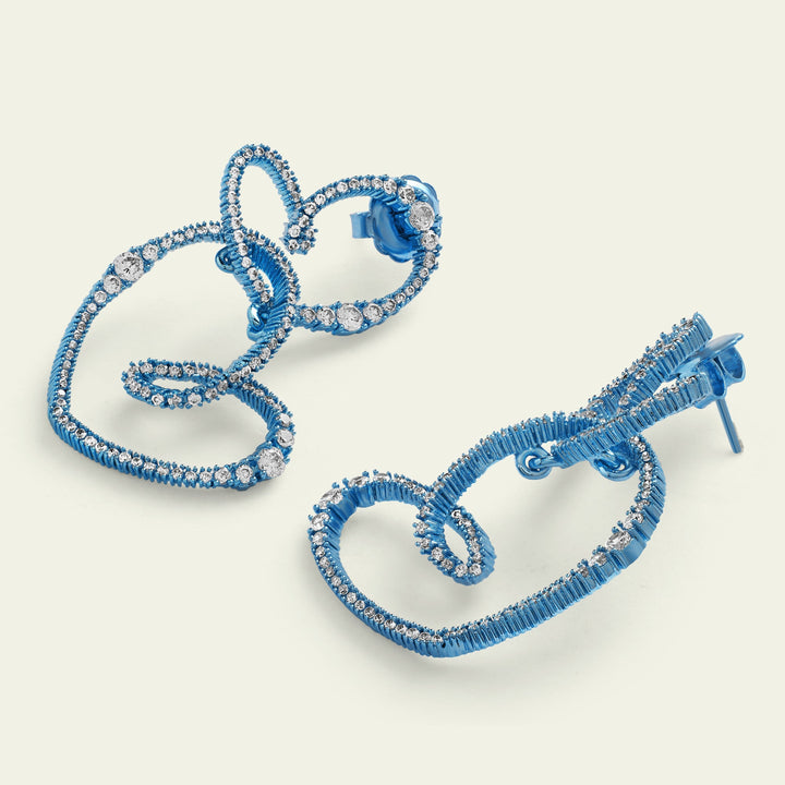 Blue Double Heart Earrings 