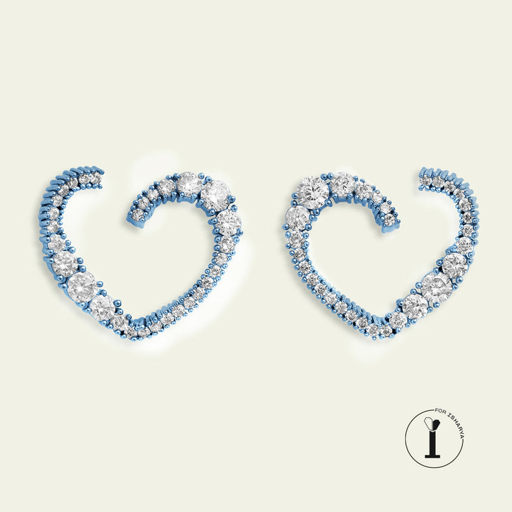 Mini Blue Heart Studs 