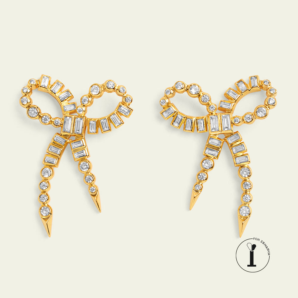 Gold Stud Earring for Women by Isharya | Modern Indian Jewellery