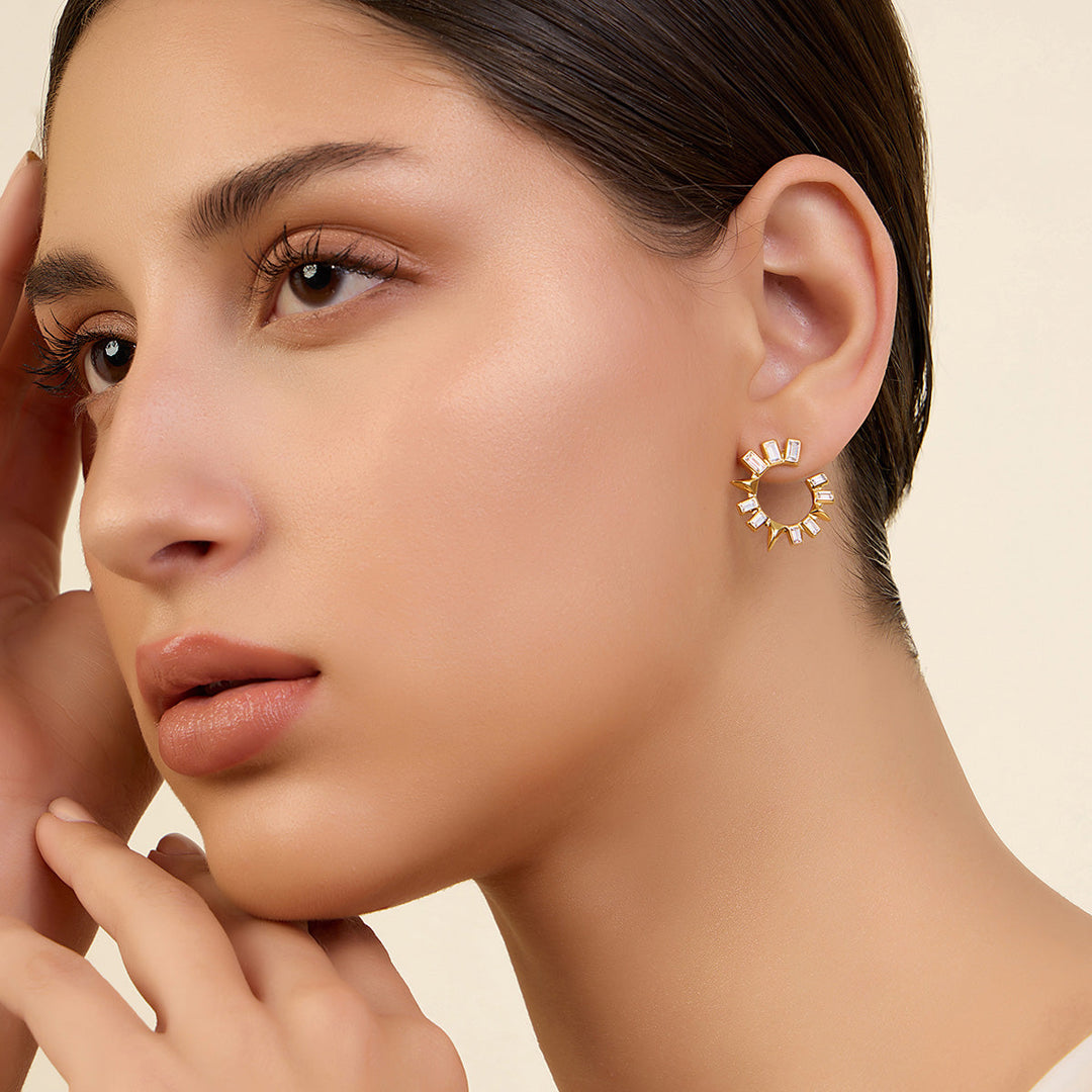 Gold Stud Earring for Women by Isharya | Modern Indian Jewellery