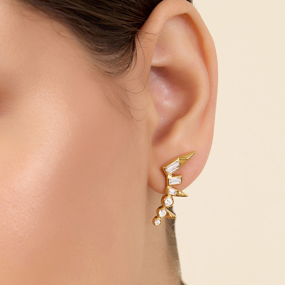 Gold Stud Earring for Women by Isharya | Modern Indian Jewellery