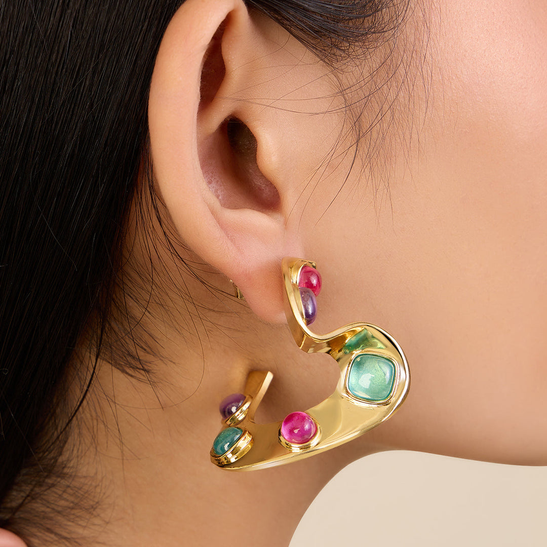 Yellow Hoop Earring for Women by Isharya | Modern Indian Jewellery