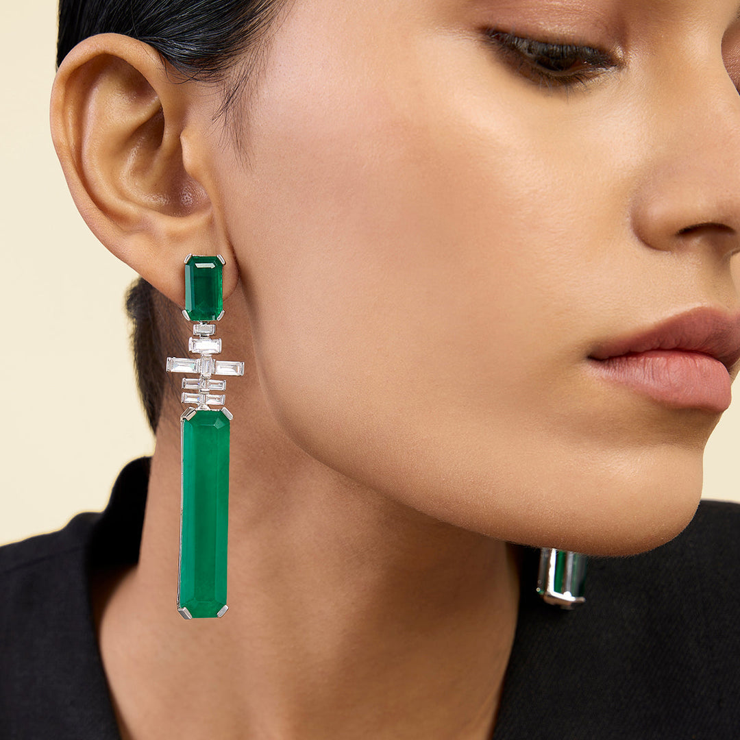 Doublet Dark Emerald Dangler Earrings