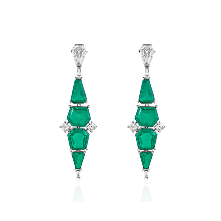 Quadruple Emerald Dangler Earrings